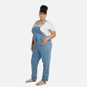 Ava & Viv Plus Size Denim Overalls Medium Wash 22W